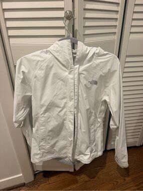 The North Face Women's White Hooded Rain Shell Jacket